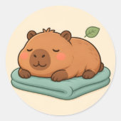 Autocollant de capybara mignon endormi sur une cou (Devant)