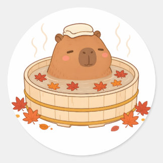 Autocollant de capybara mignon Onsen feuille d'éra