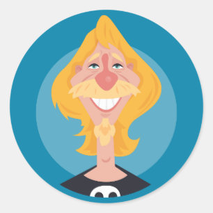 Autocollant de caricature rétro d'homme blond à mo