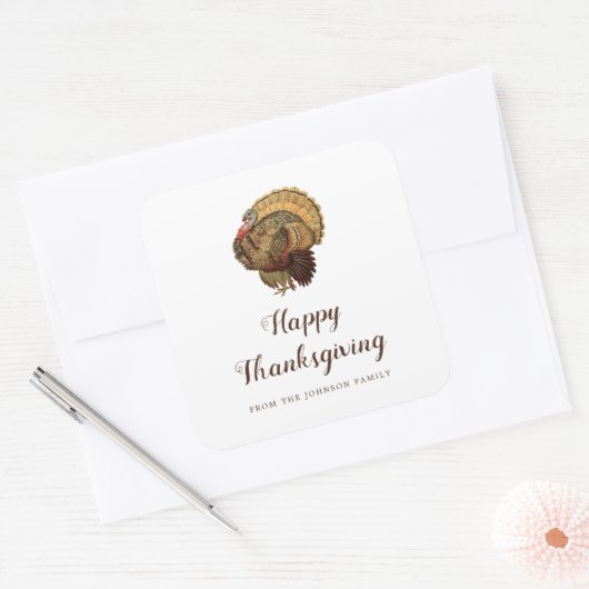 Autocollant de Carré de Bon thanksgiving vintage T (Enveloppe)