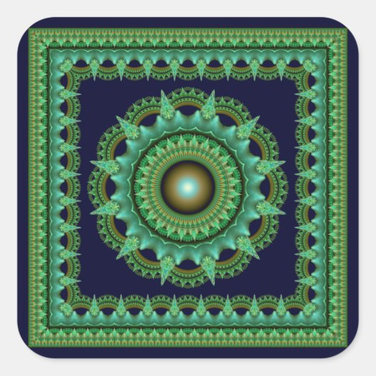 Autocollant de carré de mandala coloré (Devant)