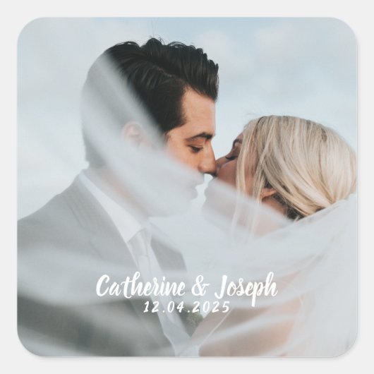 Autocollant de Carré de mariée romantique et Maria (Devant)