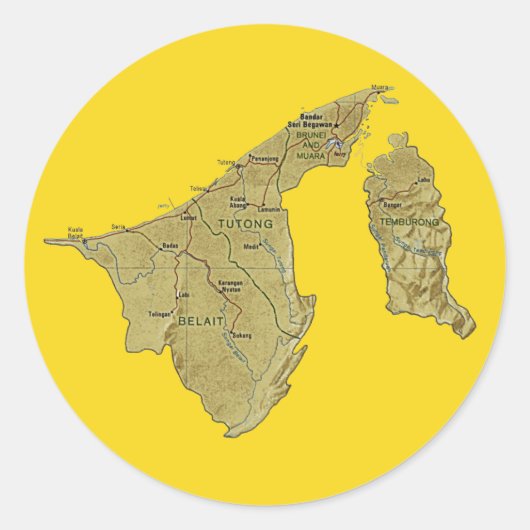 Autocollant de carte de Brunei (Devant)