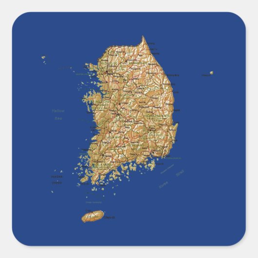 Autocollant de carte de Corée du Sud (Devant)