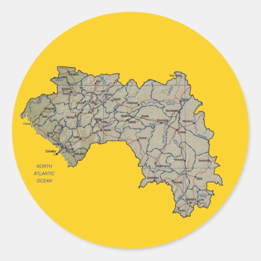 Autocollant de carte de Guinée-Conakry (Devant)