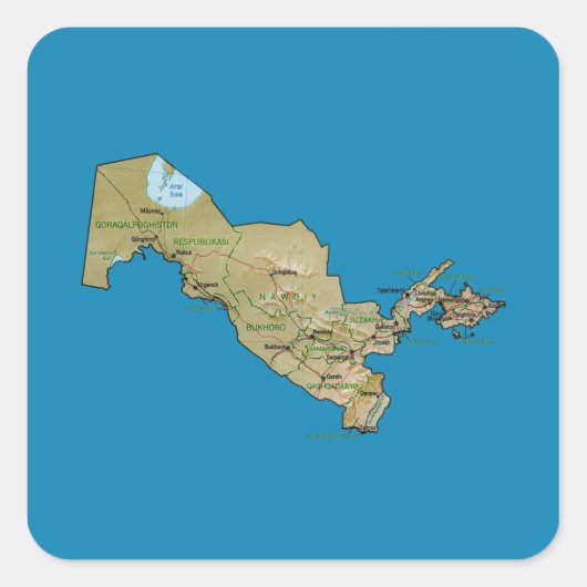 Autocollant de carte de l'Ouzbékistan (Devant)