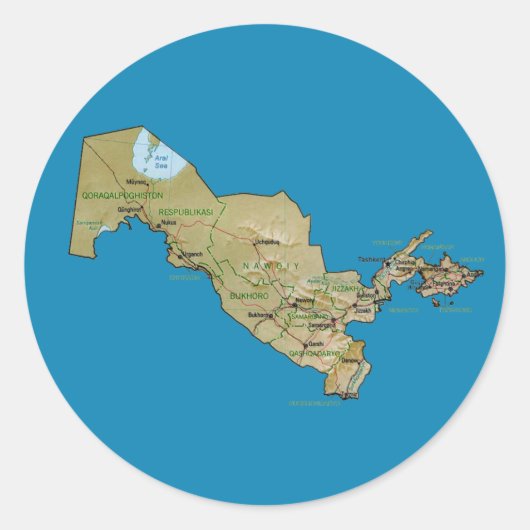 Autocollant de carte de l'Ouzbékistan (Devant)