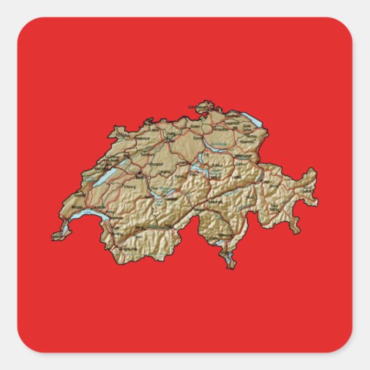 Autocollant de carte de Suisse (Devant)