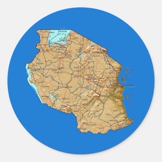 Autocollant de carte de Tanzanie (Devant)