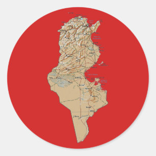 Autocollant de carte de Tunisie