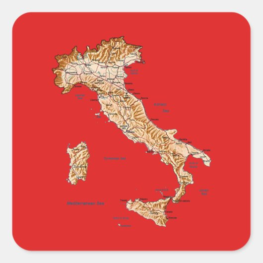 Autocollant de carte d'Italie (Devant)