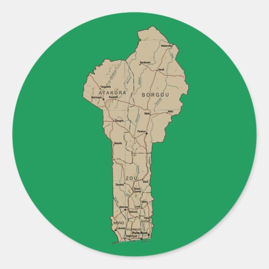 Autocollant de carte du Bénin (Devant)