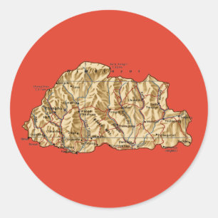 Autocollant de carte du Bhoutan