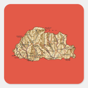 Autocollant de carte du Bhoutan