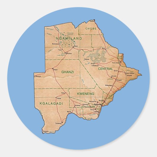 Autocollant de carte du Botswana (Devant)