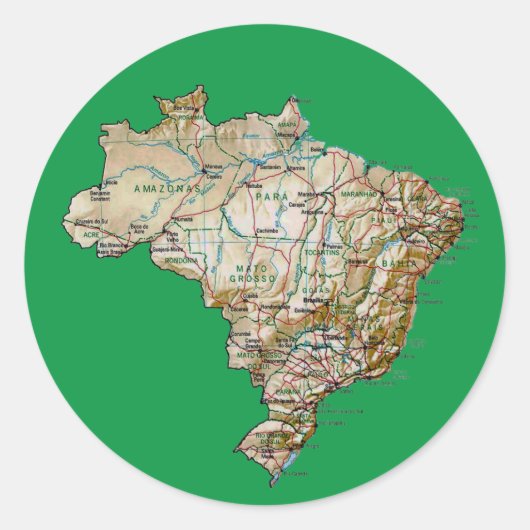 Autocollant de carte du Brésil (Devant)