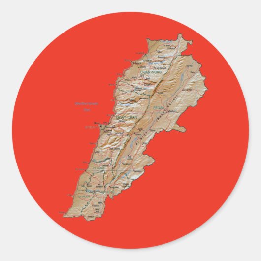 Autocollant de carte du Liban (Devant)