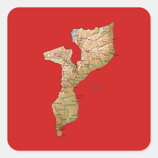 Autocollant de carte du Mozambique (Devant)