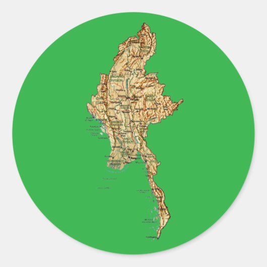 Autocollant de carte du Myanmar (Devant)