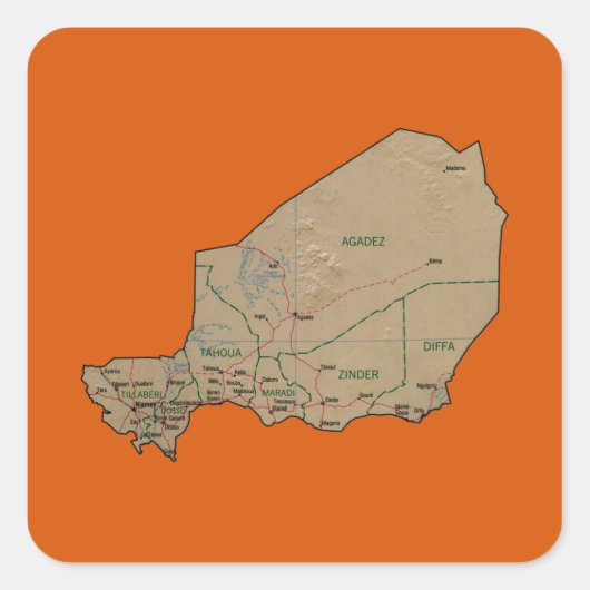 Autocollant de carte du Niger (Devant)