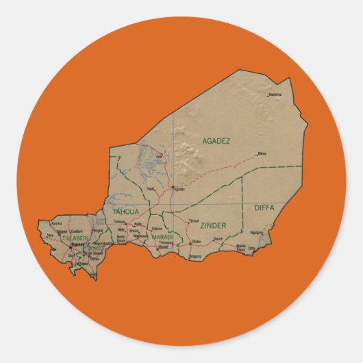 Autocollant de carte du Niger (Devant)