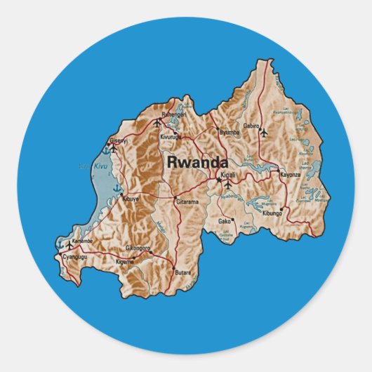 Autocollant de carte du Rwanda (Devant)