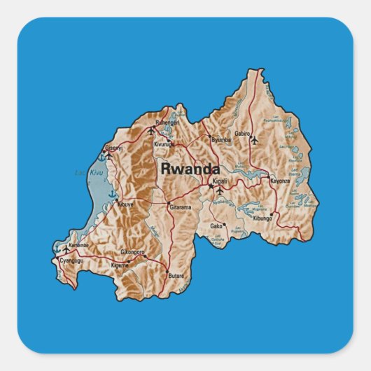 Autocollant de carte du Rwanda (Devant)