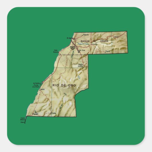 Autocollant de carte du Sahara occidental (Devant)