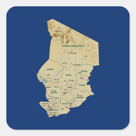 Autocollant de carte du Tchad (Devant)