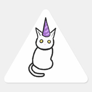Autocollant de célébration de chat blanc