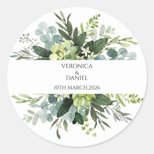 Autocollant de cercle de mariage rustique vert (Devant)