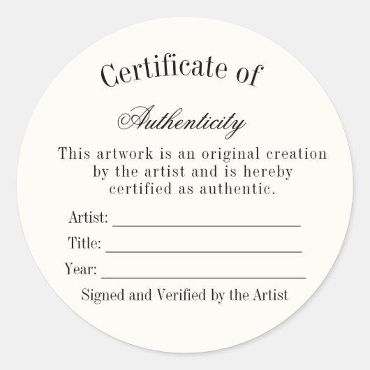 Autocollant de certificat d'authenticité de luxe | (Devant)