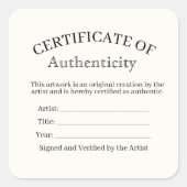 autocollant de certificat d'authenticité, galerie (Devant)