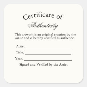 Autocollant de Certificat d'Authenticité Luxe Iv