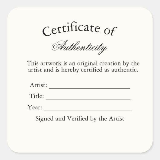 Autocollant de Certificat d'Authenticité Luxe | Iv (Devant)