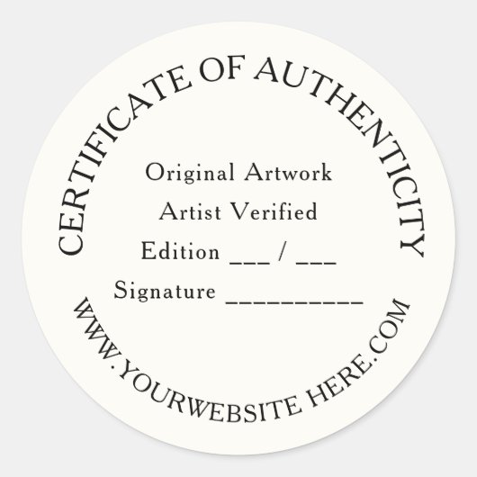 Autocollant de Certificat d'Authenticité Luxe | Iv (Devant)