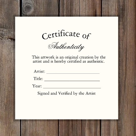 Autocollant de Certificat d'Authenticité Luxe | Iv