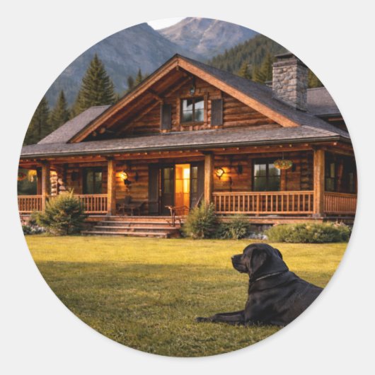 Autocollant de chalet de montagne rustique (Devant)