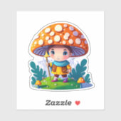 Autocollant de champignon mignon (Feuille)