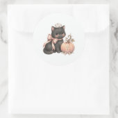 Autocollant de chat ange et citrouille d'automne d (Sac)