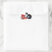 Autocollant de chat avec livre (Sac)