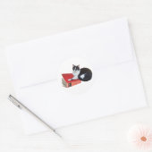 Autocollant de chat avec livre (Enveloppe)