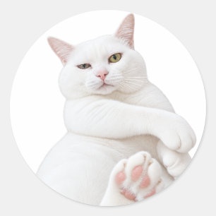 Autocollant de chat blanc drôle – Joli chat grinch