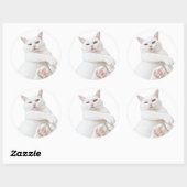 Autocollant de chat blanc drôle – Joli chat grinch (Feuille)