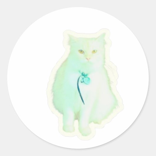 Autocollant de chat blanc majestueux, élégant chat (Devant)