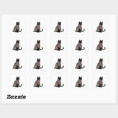 Autocollant de chat botanique aux tons de joailler (Feuille)