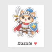 Autocollant de chat chevalier (Feuille)
