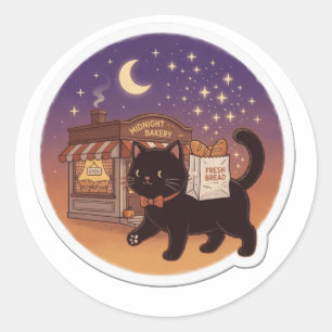 Autocollant de chat de boulangerie minuit, vinyle