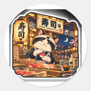Autocollant de chat de comptoir à sushi Art de b