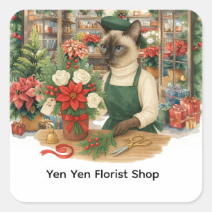 autocollant de chat de Noël, autocollant de fleuri